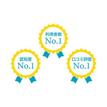 「利用者数」「認知度」「口コミ評価」でNo.1を獲得。